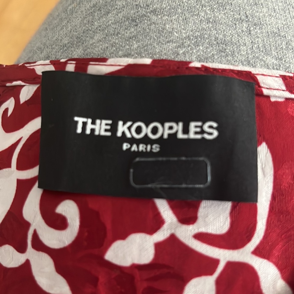The Kooples Red and White Floral Print Puff-Sleeve Blouse - Picture 12 of 15